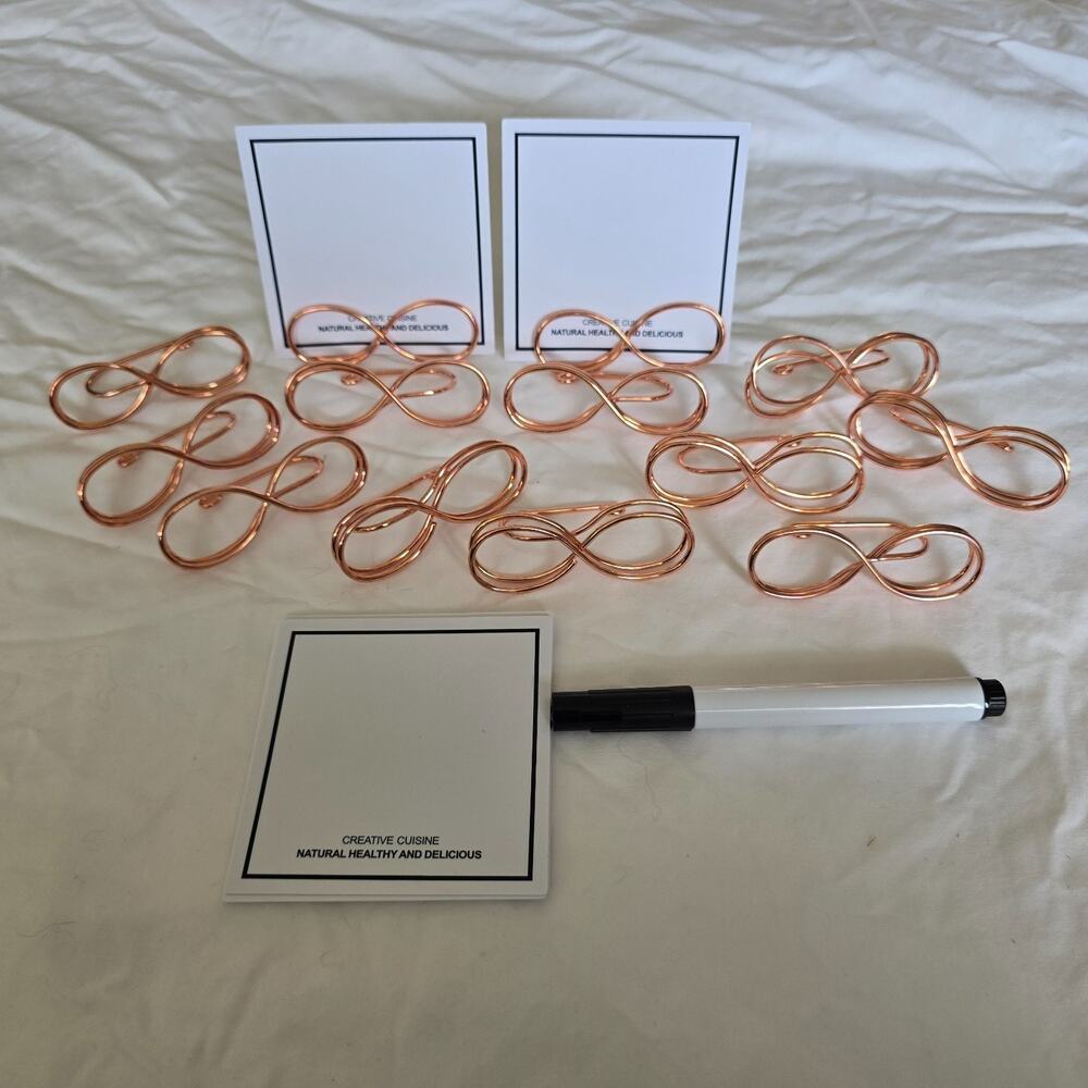 12 Pcs Mini Dessert Table Signs with Copper Tone Metal Stand & Marker New